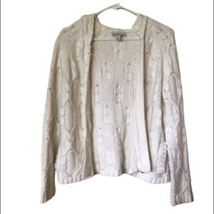 LOFT Vintage Cream Cable-Knit Cardigan SP